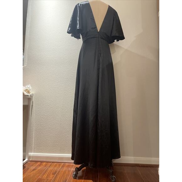 hebeos, long black evening gown, v neck, size 12 - Picture 6 of 7